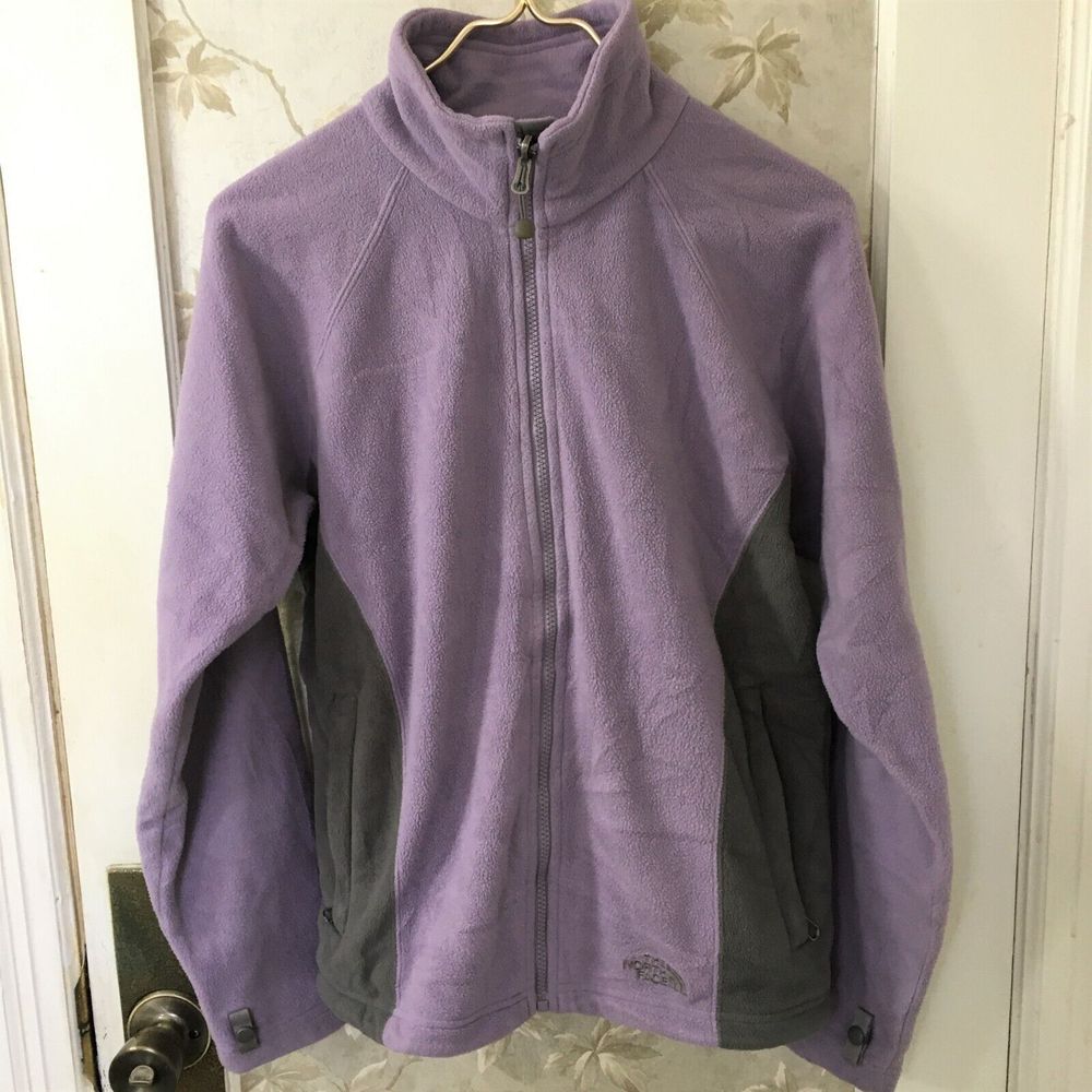 The North Face Womens Lavender and Gray Fleece Full Zip Jacket-Size M